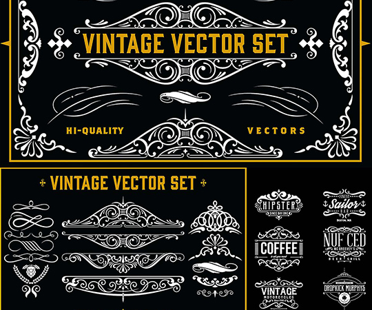 Vintage Ornamental Labels Set