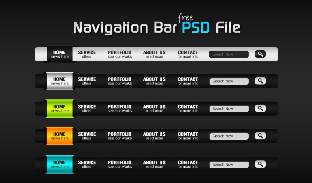 Navigation Bar free PSD File