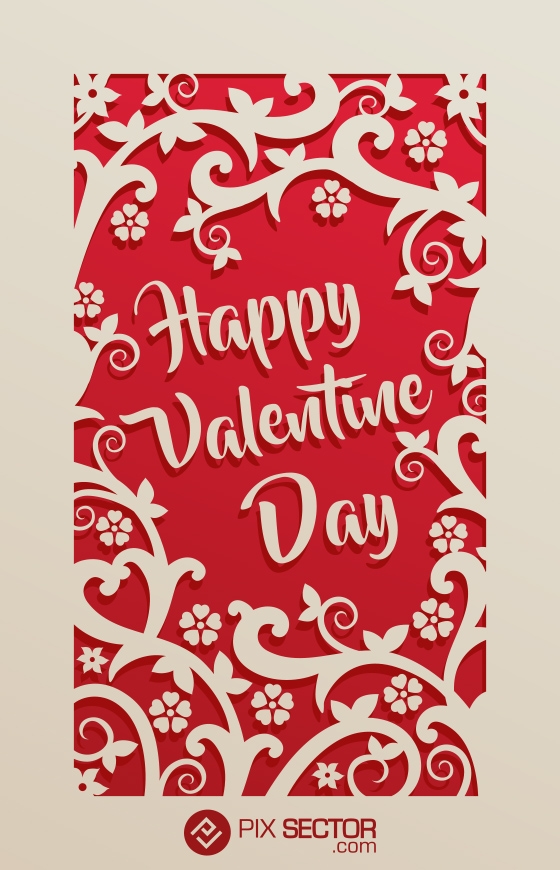 Free happy valentine card with floral ornaments