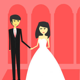 Simple wedding flat design