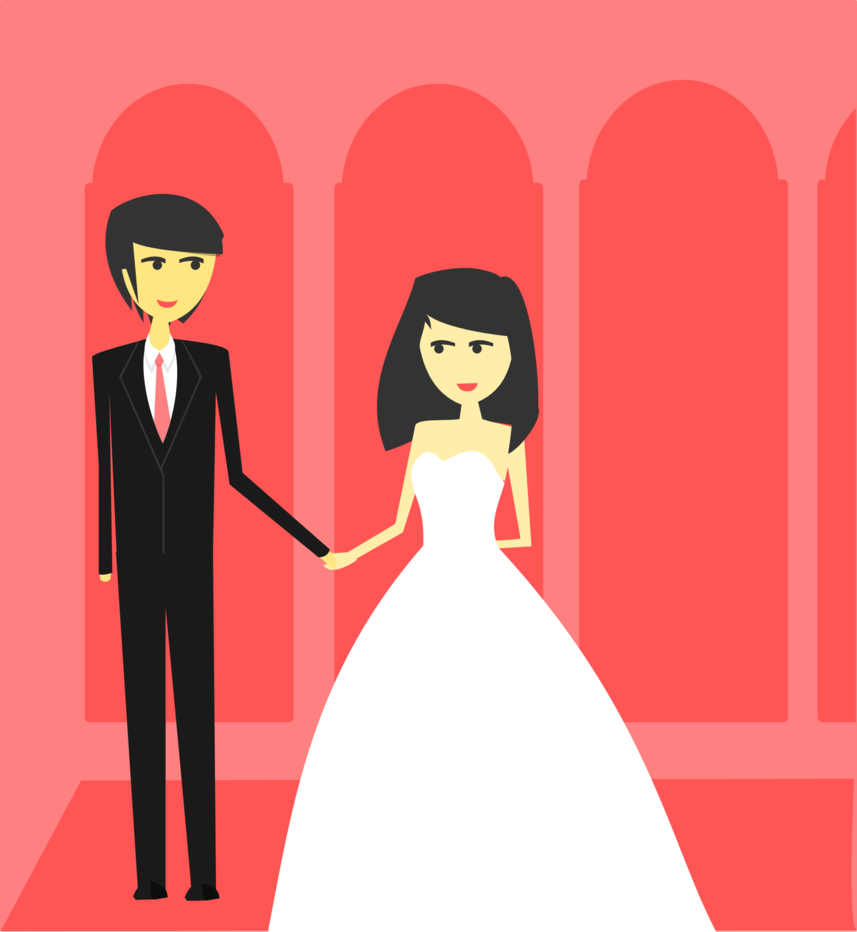 Simple wedding flat design