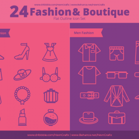 Fashion and boutiqe line icon set