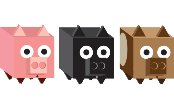 Square pigs vector