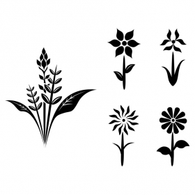 Flower black and white vector silhouette