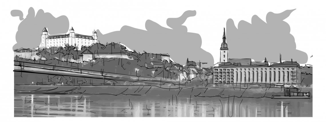 City sketch drawing Bratislava