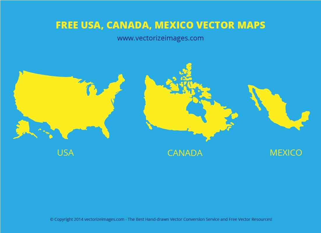 Usa canada mexico vector maps