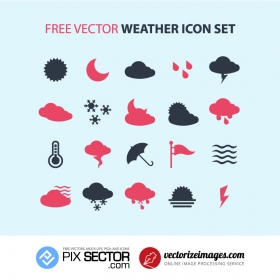 Weather vector icon set free