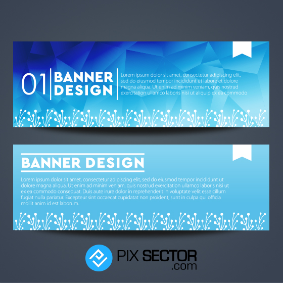 Blue Color Abstract Polygonal Banners
